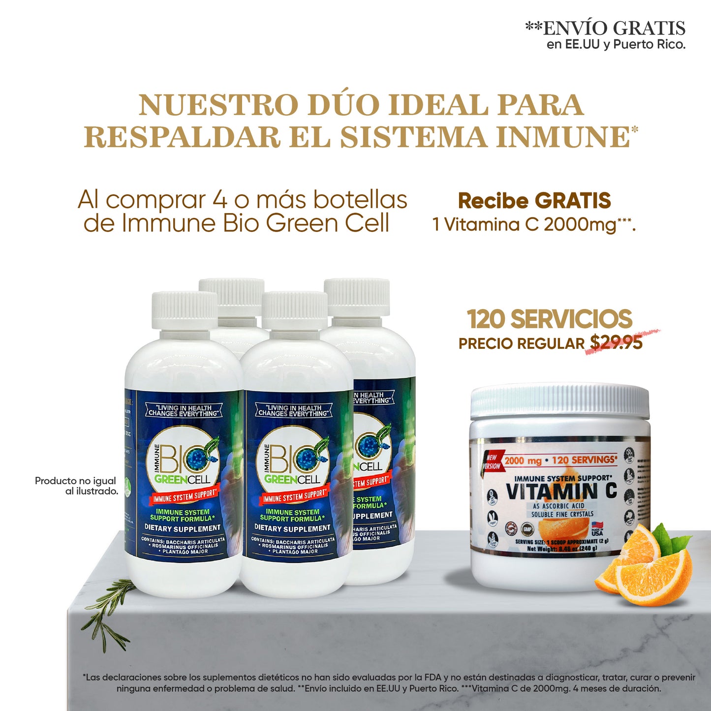 Immune Bio Green Cell  - Immune System Support* - Incluye 2 Botellas - 2ml Per Serving